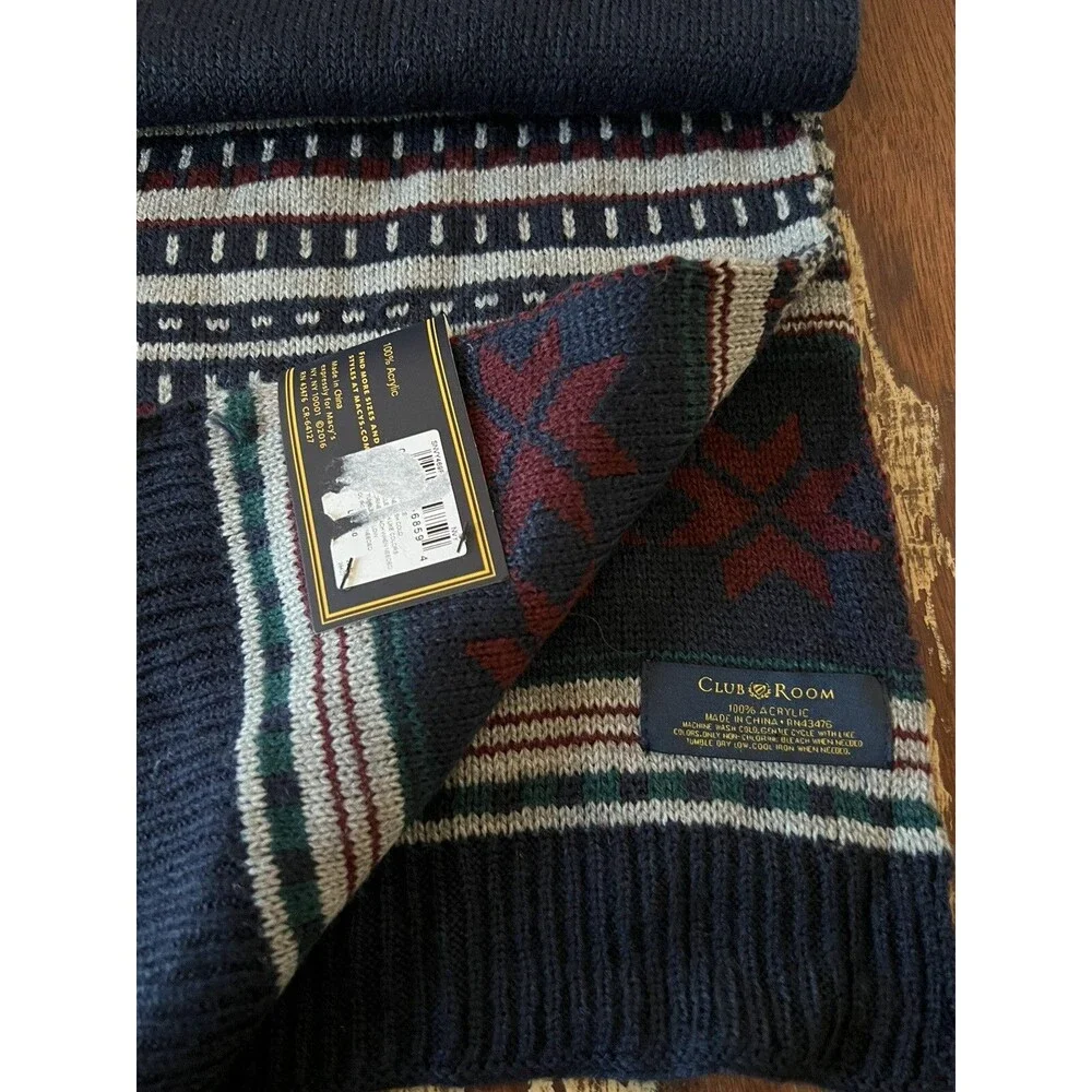 Club Room Scarf Men Multi color Navy Blue Maroon  Grey NWT